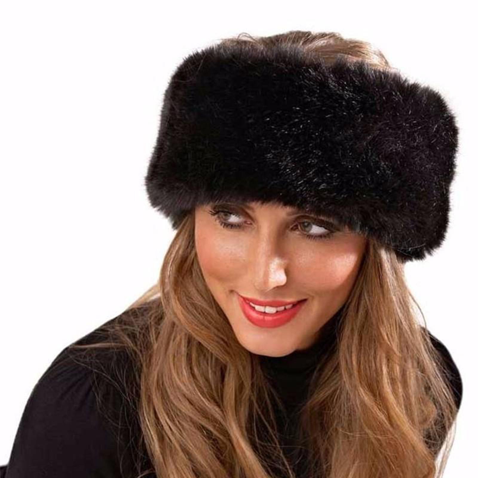 Fleece Ear Warmer Band - Ozdobna opaska na głowę z imitacją