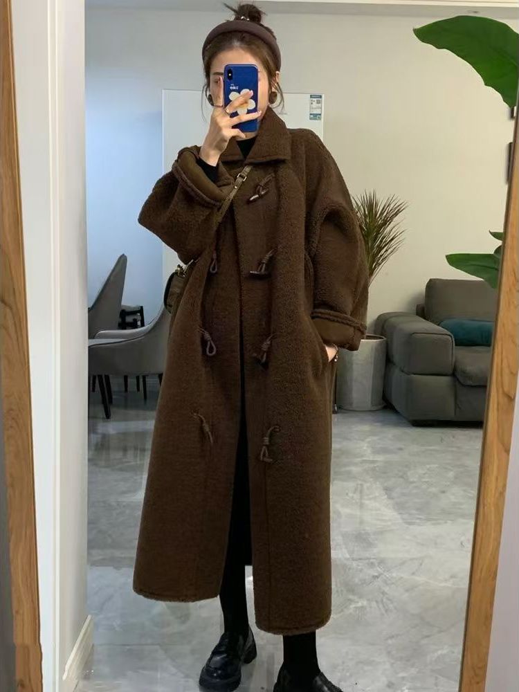 Wool Coat Peacoat - Długi, gruby, zimowy płaszcz z futra